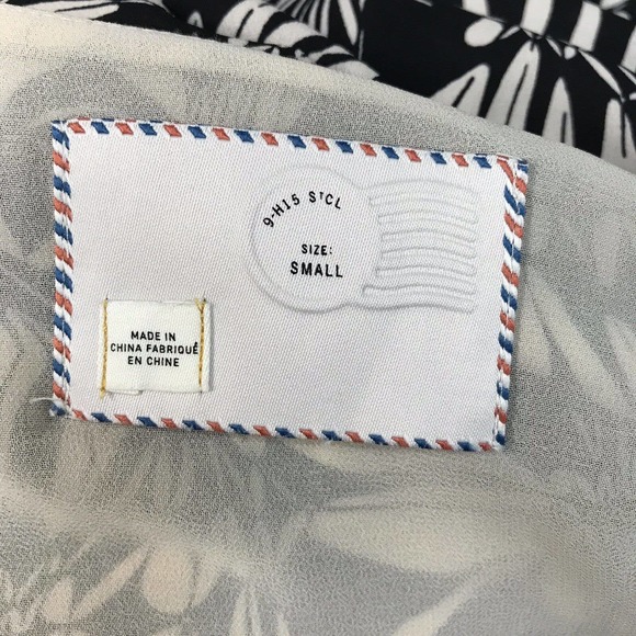 Postmark Anthropologie Dress Small Black Beige Floral Knee Length Blouson B16 - Picture 7 of 8